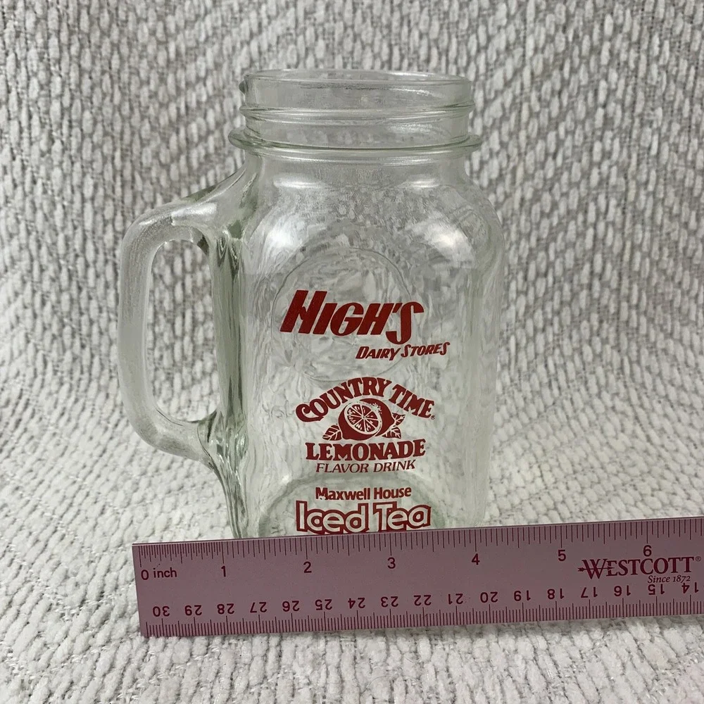 VTG‎ High's Dairy Drinking Jar Mug Lemonade Maxwell House Iced Tea Advertising